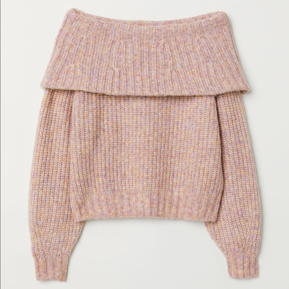 H&M Sweaters - H&M Off-the-Shoulder Sweater in Light Pink Melange